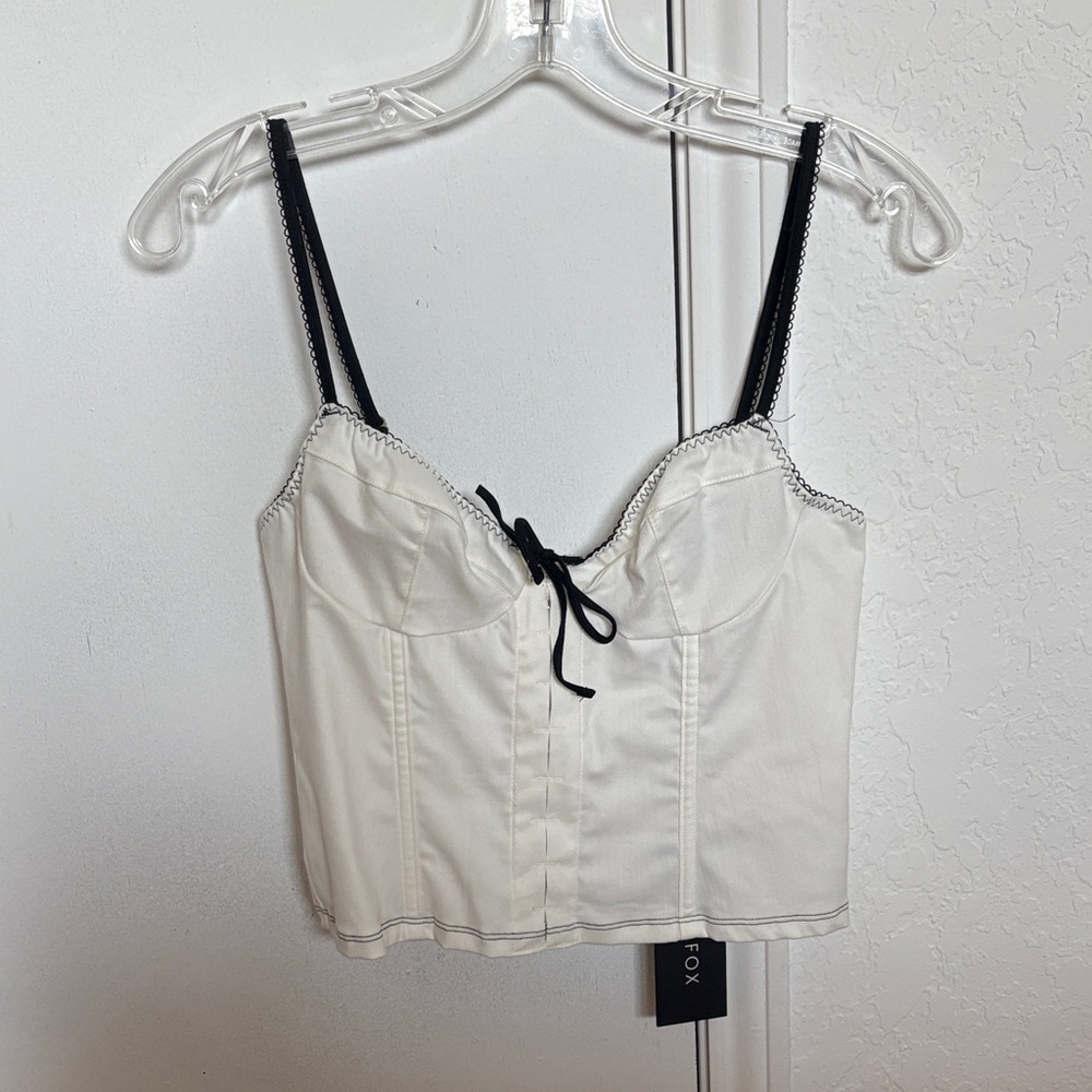 White Fox Boutique White Bustier with Black Accents
